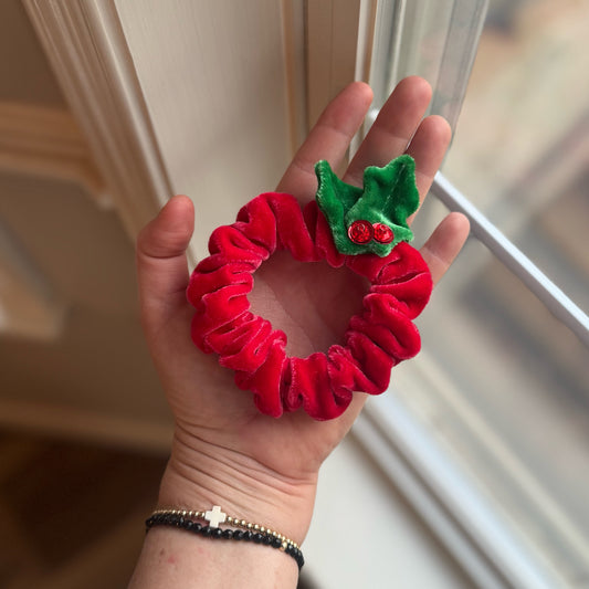 Red Velvet Holly Scrunchie